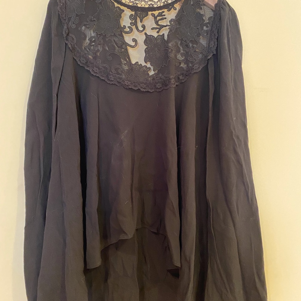 For Love & Lemons Black Lace Top XS